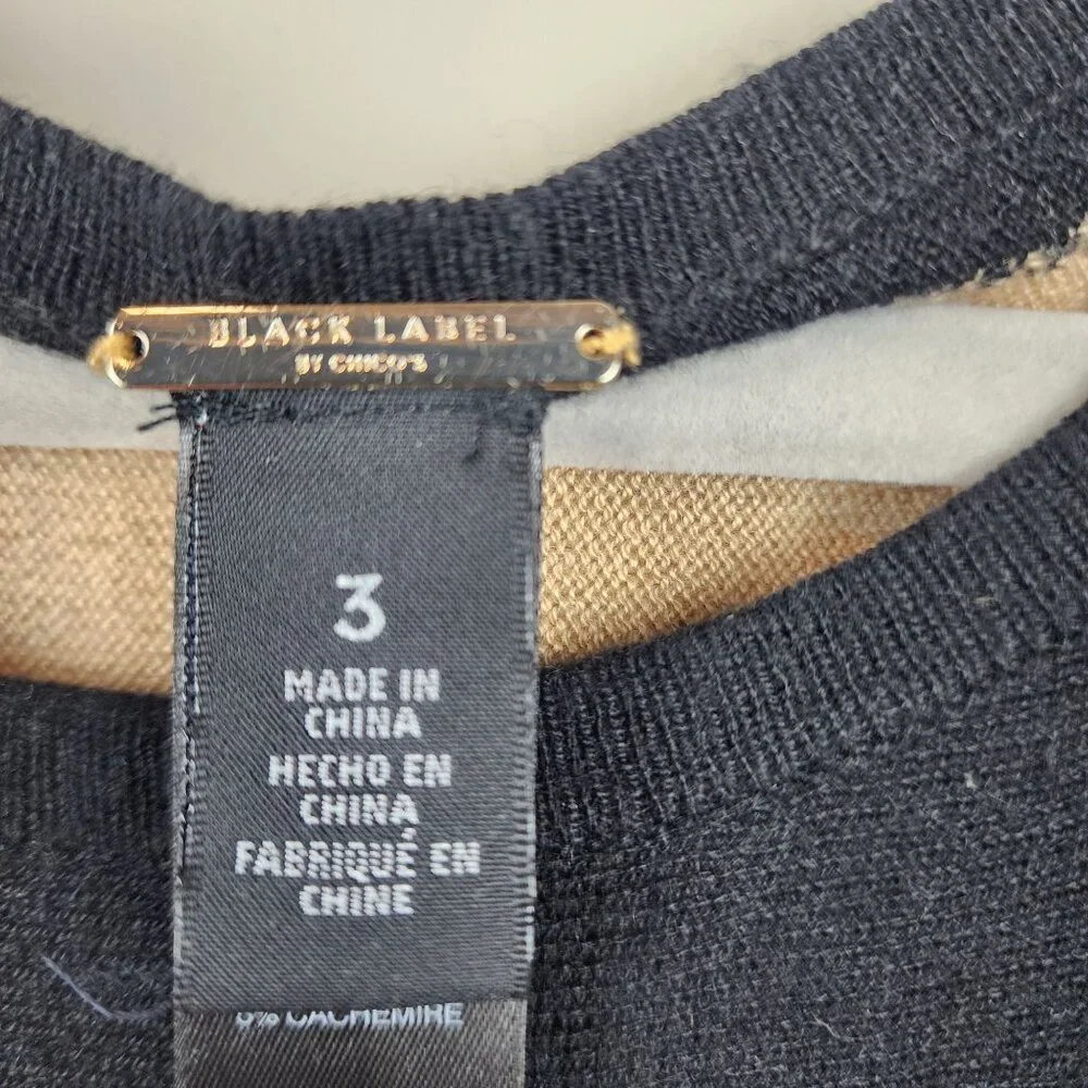 Chico's Black Label poncho style knit sweater  sz 3 / XL  5% cashmere soft
